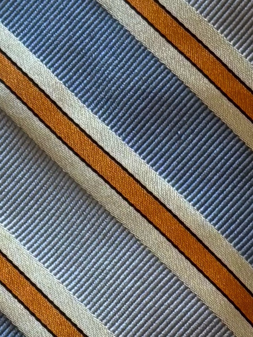 Robert Talbott Light Blue Tie with Mustard and Cream Diagonal Stripes